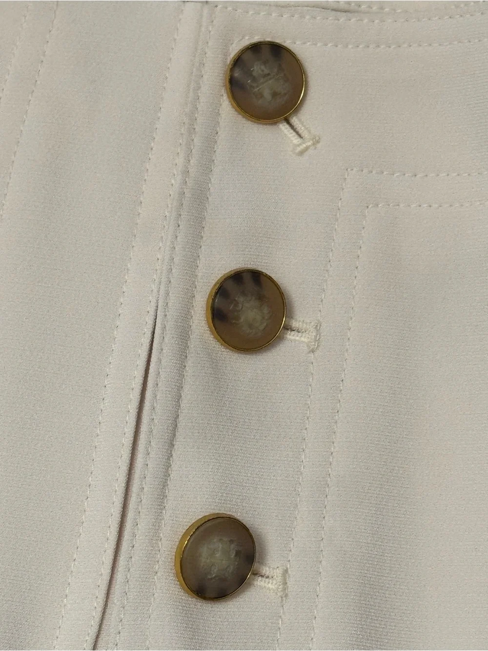 Tory Burch Beige Wide-Leg Sailor Button Trousers